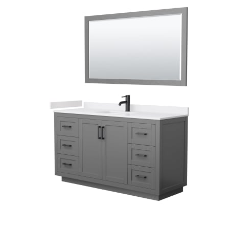 A large image of the Wyndham Collection WCF2929-60S-VCA-M58 Dark Gray / White Cultured Marble Top / Matte Black Hardware