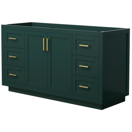 A large image of the Wyndham Collection WCF2929-60S-CX-MXX Green / Brushed Gold Hardware