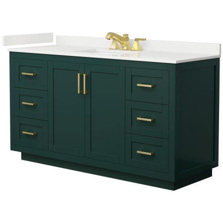 A large image of the Wyndham Collection WCF292960S-QTZ-US3MXX Green / White Quartz Top / Brushed Gold Hardware