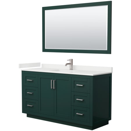 A large image of the Wyndham Collection WCF292960S-QTZ-UNSM58 Green / White Quartz Top / Brushed Nickel Hardware