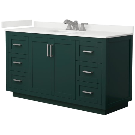 A large image of the Wyndham Collection WCF292960S-QTZ-US3MXX Green / White Quartz Top / Brushed Nickel Hardware