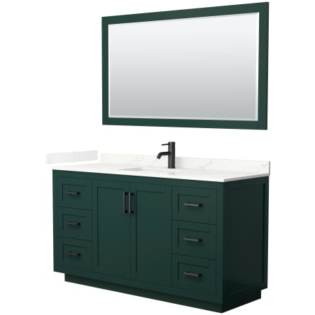 A large image of the Wyndham Collection WCF292960S-QTZ-UNSM58 Green / Giotto Quartz Top / Matte Black Hardware