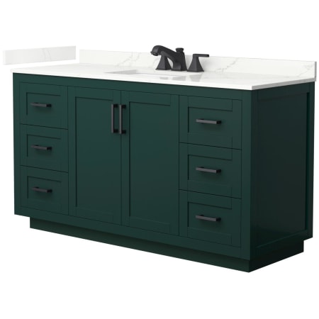 A large image of the Wyndham Collection WCF292960S-QTZ-US3MXX Green / Giotto Quartz Top / Matte Black Hardware