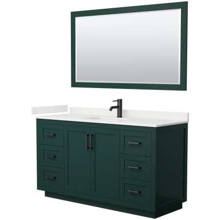 A large image of the Wyndham Collection WCF292960S-QTZ-UNSM58 Green / White Quartz Top / Matte Black Hardware