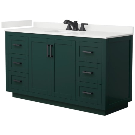 A large image of the Wyndham Collection WCF292960S-QTZ-US3MXX Green / White Quartz Top / Matte Black Hardware