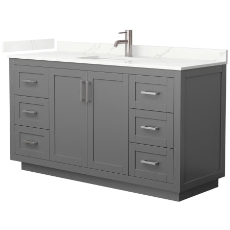 A large image of the Wyndham Collection WCF292960S-QTZ-UNSMXX Dark Gray / Giotto Quartz Top / Brushed Nickel Hardware