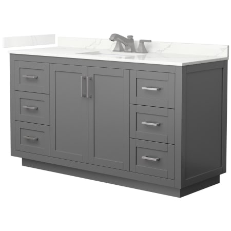 A large image of the Wyndham Collection WCF292960S-QTZ-US3MXX Dark Gray / Giotto Quartz Top / Brushed Nickel Hardware