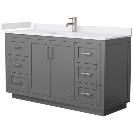 A large image of the Wyndham Collection WCF2929-60S-VCA-MXX Dark Gray / White Cultured Marble Top / Brushed Nickel Hardware