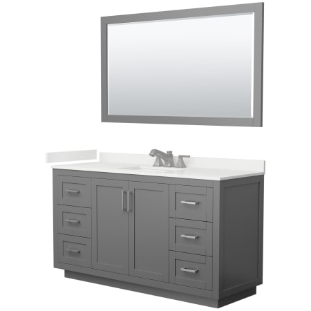A large image of the Wyndham Collection WCF292960S-QTZ-US3M58 Dark Gray / White Quartz Top / Brushed Nickel Hardware