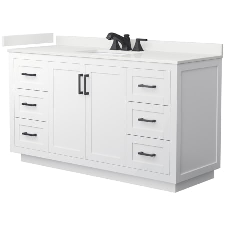 A large image of the Wyndham Collection WCF292960S-QTZ-US3MXX White / White Quartz Top / Matte Black Hardware