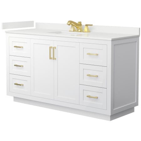 A large image of the Wyndham Collection WCF292960S-QTZ-US3MXX White / White Quartz Top / Brushed Gold Hardware