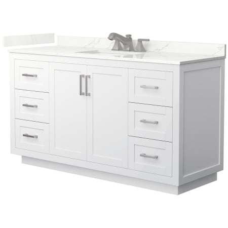 A large image of the Wyndham Collection WCF292960S-QTZ-US3MXX White / Giotto Quartz Top / Brushed Nickel Hardware