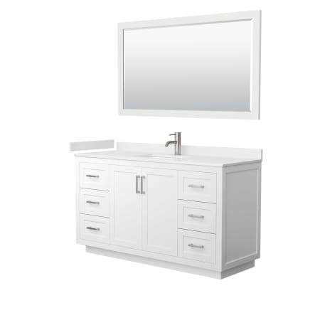 A large image of the Wyndham Collection WCF2929-60S-VCA-M58 White / White Cultured Marble Top / Brushed Nickel Hardware