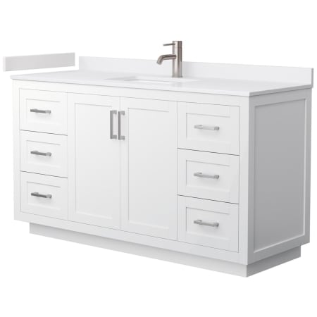 A large image of the Wyndham Collection WCF2929-60S-VCA-MXX White / White Cultured Marble Top / Brushed Nickel Hardware