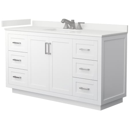 A large image of the Wyndham Collection WCF292960S-QTZ-US3MXX White / White Quartz Top / Brushed Nickel Hardware