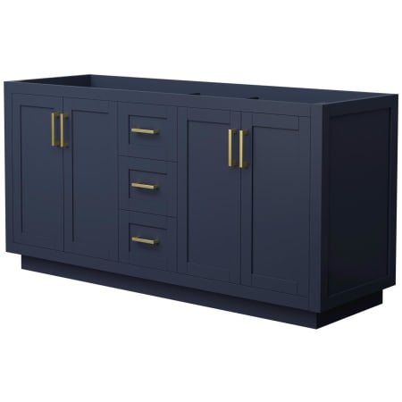 A large image of the Wyndham Collection WCF2929-66D-CX-MXX Dark Blue / Brushed Gold Hardware