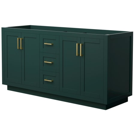 A large image of the Wyndham Collection WCF2929-66D-CX-MXX Green / Brushed Gold Hardware