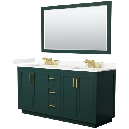 A large image of the Wyndham Collection WCF292966D-QTZ-US3M58 Green / Giotto Quartz Top / Brushed Gold Hardware