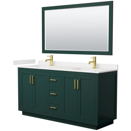 A large image of the Wyndham Collection WCF292966D-QTZ-UNSM58 Green / White Quartz Top / Brushed Gold Hardware