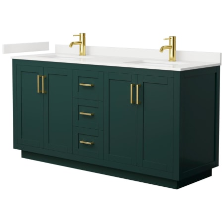 A large image of the Wyndham Collection WCF292966D-QTZ-UNSMXX Green / White Quartz Top / Brushed Gold Hardware