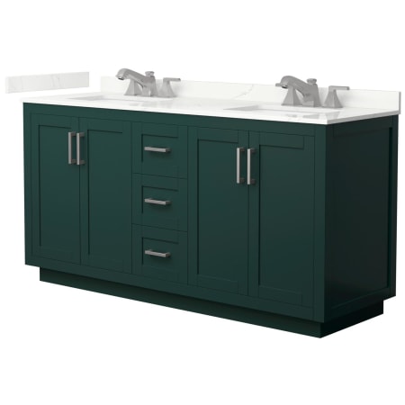 A large image of the Wyndham Collection WCF292966D-QTZ-US3MXX Green / Giotto Quartz Top / Brushed Nickel Hardware