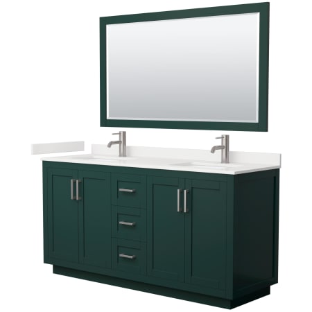 A large image of the Wyndham Collection WCF292966D-QTZ-UNSM58 Green / White Quartz Top / Brushed Nickel Hardware