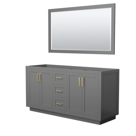 A large image of the Wyndham Collection WCF2929-66D-CX-M58 Dark Gray / Brushed Gold Hardware