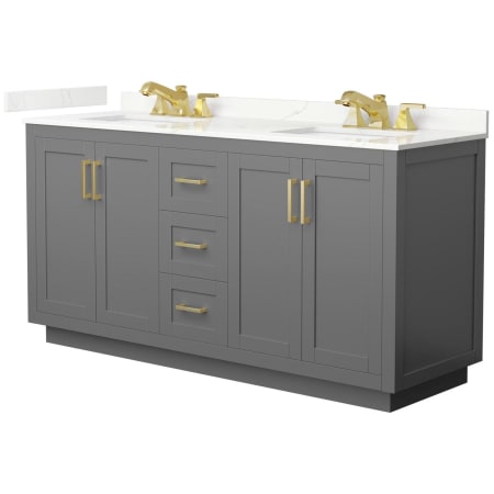 A large image of the Wyndham Collection WCF292966D-QTZ-US3MXX Dark Gray / Giotto Quartz Top / Brushed Gold Hardware