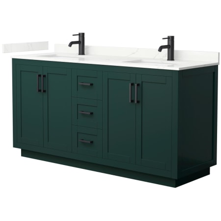 A large image of the Wyndham Collection WCF292966D-QTZ-UNSMXX Green / Giotto Quartz Top / Matte Black Hardware