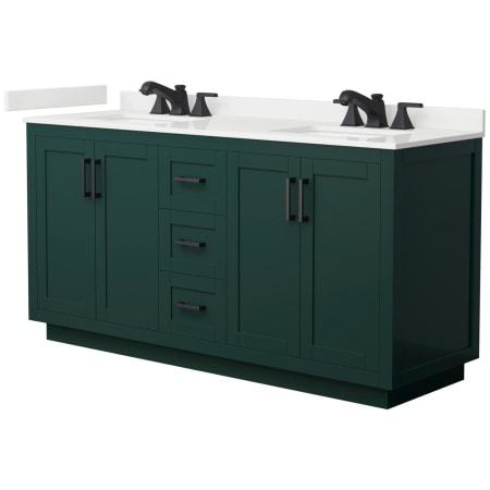 A large image of the Wyndham Collection WCF292966D-QTZ-US3MXX Green / White Quartz Top / Matte Black Hardware