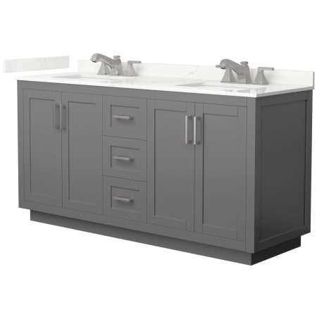 A large image of the Wyndham Collection WCF292966D-QTZ-US3MXX Dark Gray / Giotto Quartz Top / Brushed Nickel Hardware