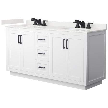 A large image of the Wyndham Collection WCF292966D-QTZ-US3MXX White / White Quartz Top / Matte Black Hardware