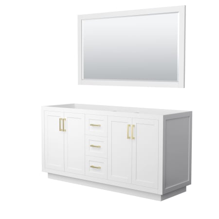 A large image of the Wyndham Collection WCF2929-66D-CX-M58 White / Brushed Gold Hardware