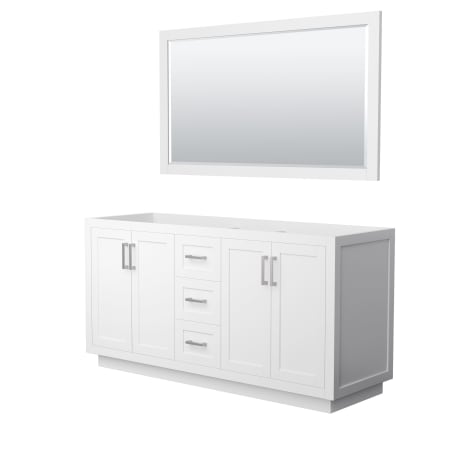 A large image of the Wyndham Collection WCF2929-66D-CX-M58 White / Brushed Nickel Hardware
