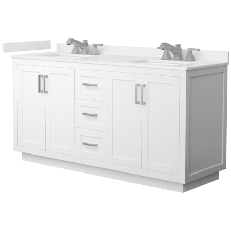 A large image of the Wyndham Collection WCF292966D-QTZ-US3MXX White / White Quartz Top / Brushed Nickel Hardware