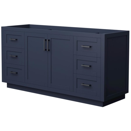 A large image of the Wyndham Collection WCF2929-66S-CX-MXX Dark Blue / Matte Black Hardware