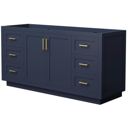 A large image of the Wyndham Collection WCF2929-66S-CX-MXX Dark Blue / Brushed Gold Hardware