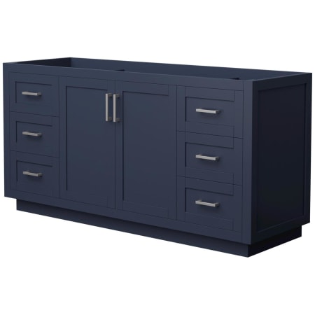 A large image of the Wyndham Collection WCF2929-66S-CX-MXX Dark Blue / Brushed Nickel Hardware