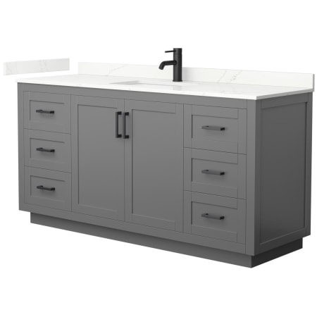 A large image of the Wyndham Collection WCF292966S-QTZ-UNSMXX Dark Gray / Giotto Quartz Top / Matte Black Hardware