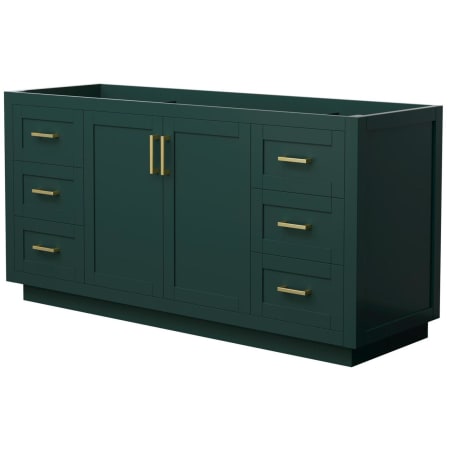 A large image of the Wyndham Collection WCF2929-66S-CX-MXX Green / Brushed Gold Hardware