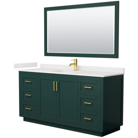 A large image of the Wyndham Collection WCF292966S-QTZ-UNSM58 Green / White Quartz Top / Brushed Gold Hardware