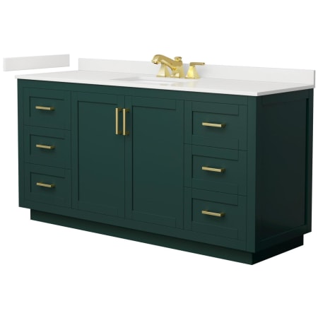 A large image of the Wyndham Collection WCF292966S-QTZ-US3MXX Green / White Quartz Top / Brushed Gold Hardware