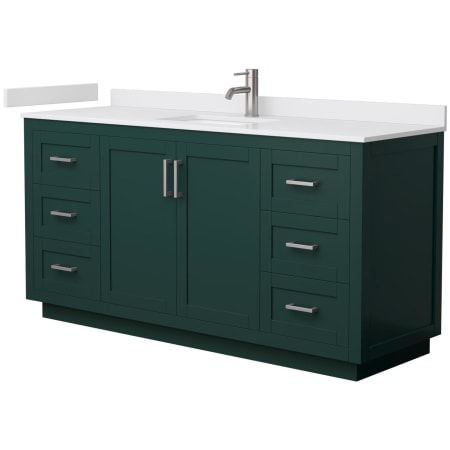 A large image of the Wyndham Collection WCF2929-66S-VCA-MXX Green / White Cultured Marble Top / Brushed Nickel Hardware