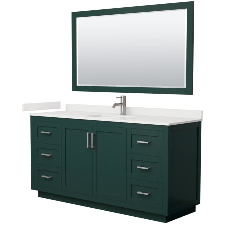 A large image of the Wyndham Collection WCF292966S-QTZ-UNSM58 Green / White Quartz Top / Brushed Nickel Hardware