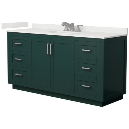 A large image of the Wyndham Collection WCF292966S-QTZ-US3MXX Green / White Quartz Top / Brushed Nickel Hardware