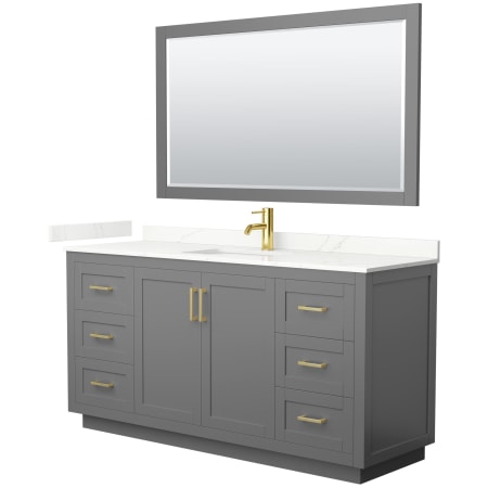 A large image of the Wyndham Collection WCF292966S-QTZ-UNSM58 Dark Gray / Giotto Quartz Top / Brushed Gold Hardware