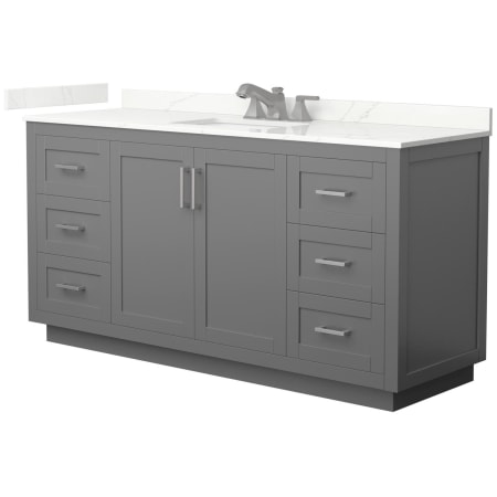 A large image of the Wyndham Collection WCF292966S-QTZ-US3MXX Dark Gray / Giotto Quartz Top / Brushed Nickel Hardware