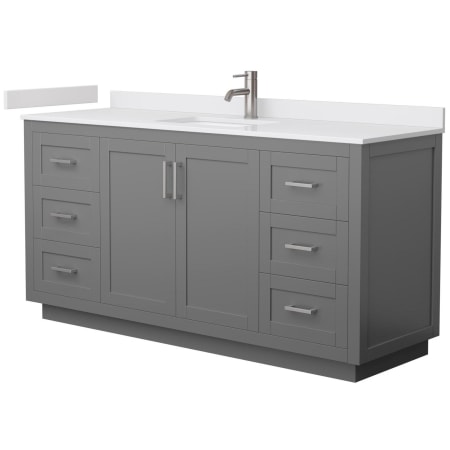 A large image of the Wyndham Collection WCF2929-66S-VCA-MXX Dark Gray / White Cultured Marble Top / Brushed Nickel Hardware