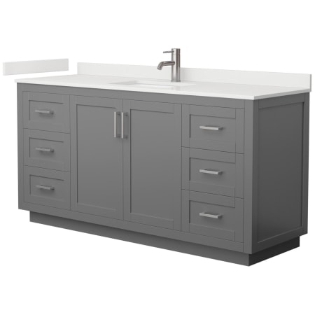 A large image of the Wyndham Collection WCF292966S-QTZ-UNSMXX Dark Gray / White Quartz Top / Brushed Nickel Hardware