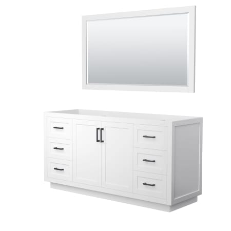 A large image of the Wyndham Collection WCF2929-66S-CX-M58 White / Matte Black Hardware